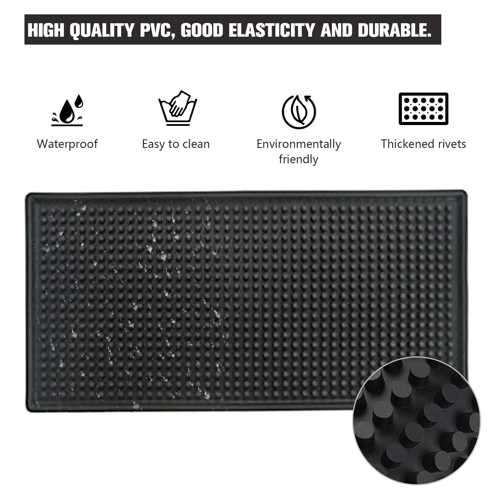 Bar Mat Rubber Coffee Bar Mats Anti-slip PVC Cup Mat Waterproof Heat Resistant Drain Mat for Bar Cafe Barista Cocktail Bartender Peaceful Pleasures Health and Wellness