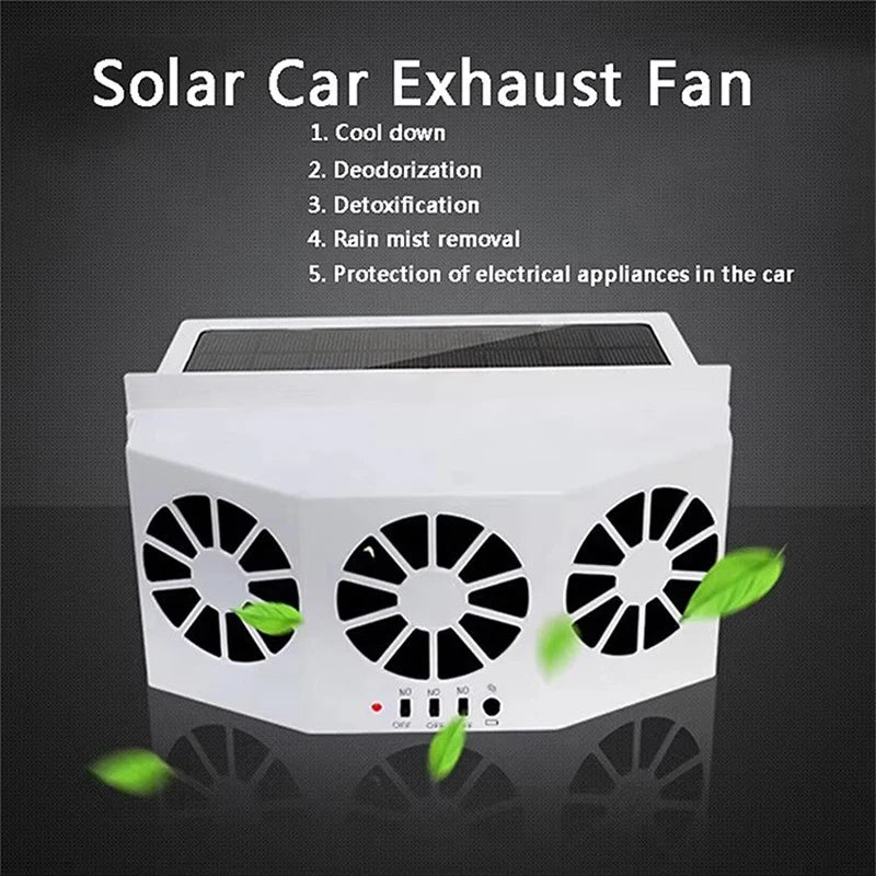 Summer Solar Powered Vehicle Exhaust Fan Car Window Auto Fan Cool Ventilation Cooling air Conditioning Exhaust Peaceful Pleasures Health and Wellness