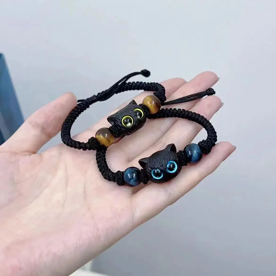 Cute Cat Charm Bracelet | Crystal Braided Fashion Jewelry