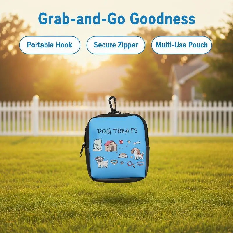 Cartoon Dog Treat Pouch – Zipper & Keychain | Training & Walking