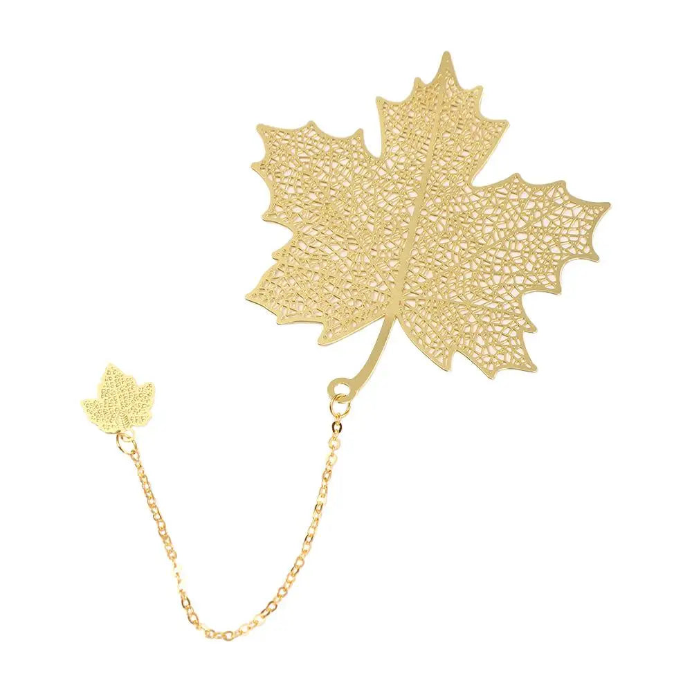 Leaf Vein Maple Leaf Retro Book Clip Chinese Style Page Clip Book Holder Metal Bookmark Bookmark Hollow Book Mark Leaf Bookmark Peaceful Pleasures Health and Wellness maple leaf chain