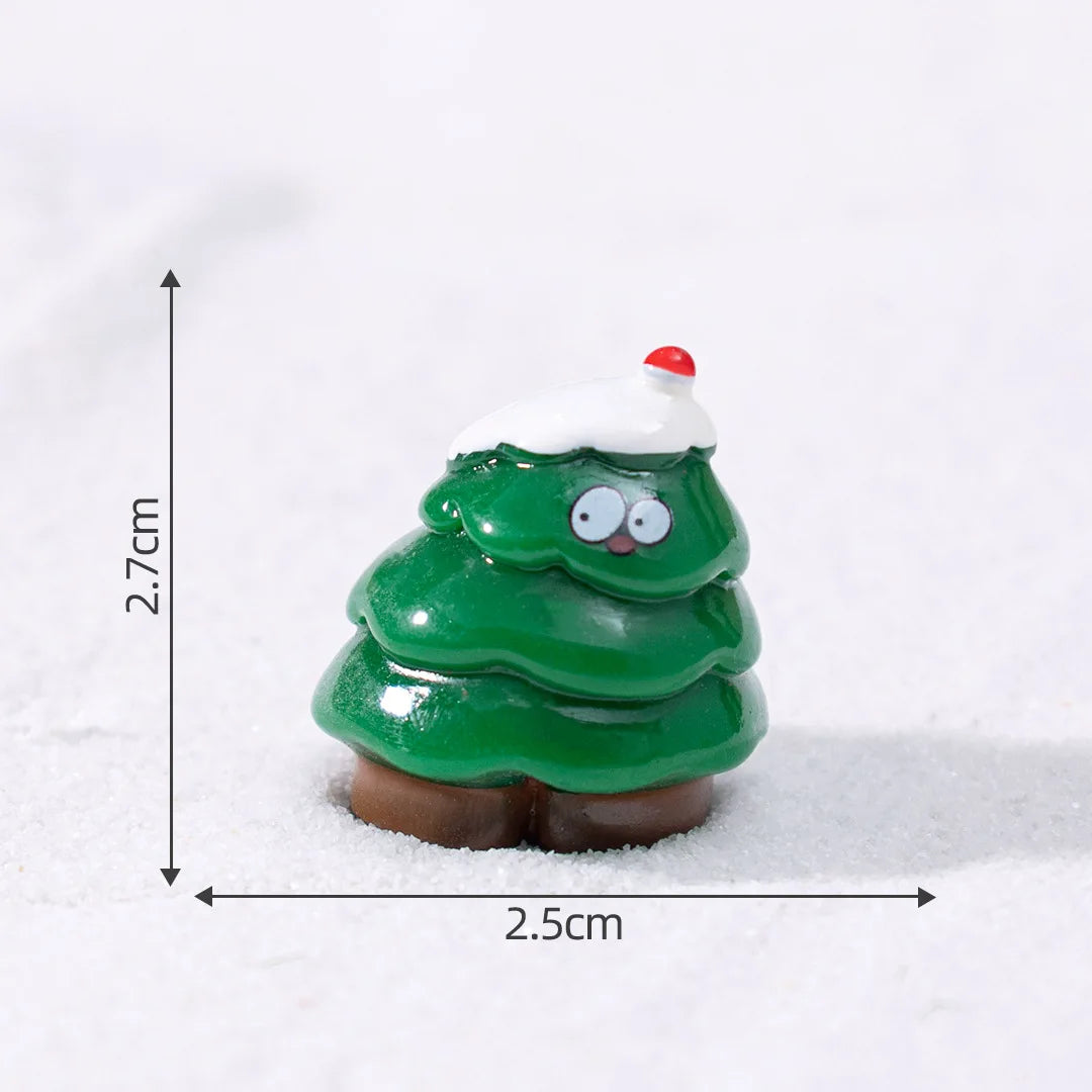 Mini Christmas Figurine Snowman Santa Claus Xmas Tree Deer Carriage Bell Figurine Home Bonsai Decor Micro Landscape Ornament Peaceful Pleasures Health and Wellness 12