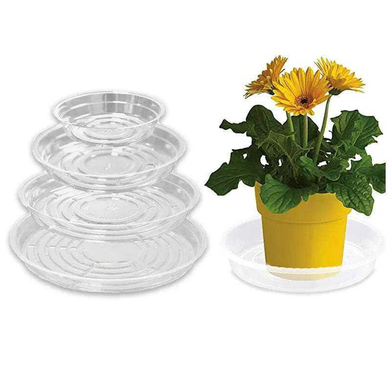 Transparent Plant Saucer Tray Anti-Slip Waterproof 5-Pack