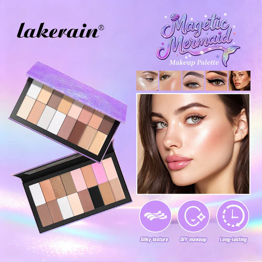 Lakerain Magnetic Mermaid DIY Eyeshadow Palette – 16 Shades Eyeshadow Palette Oasis Select