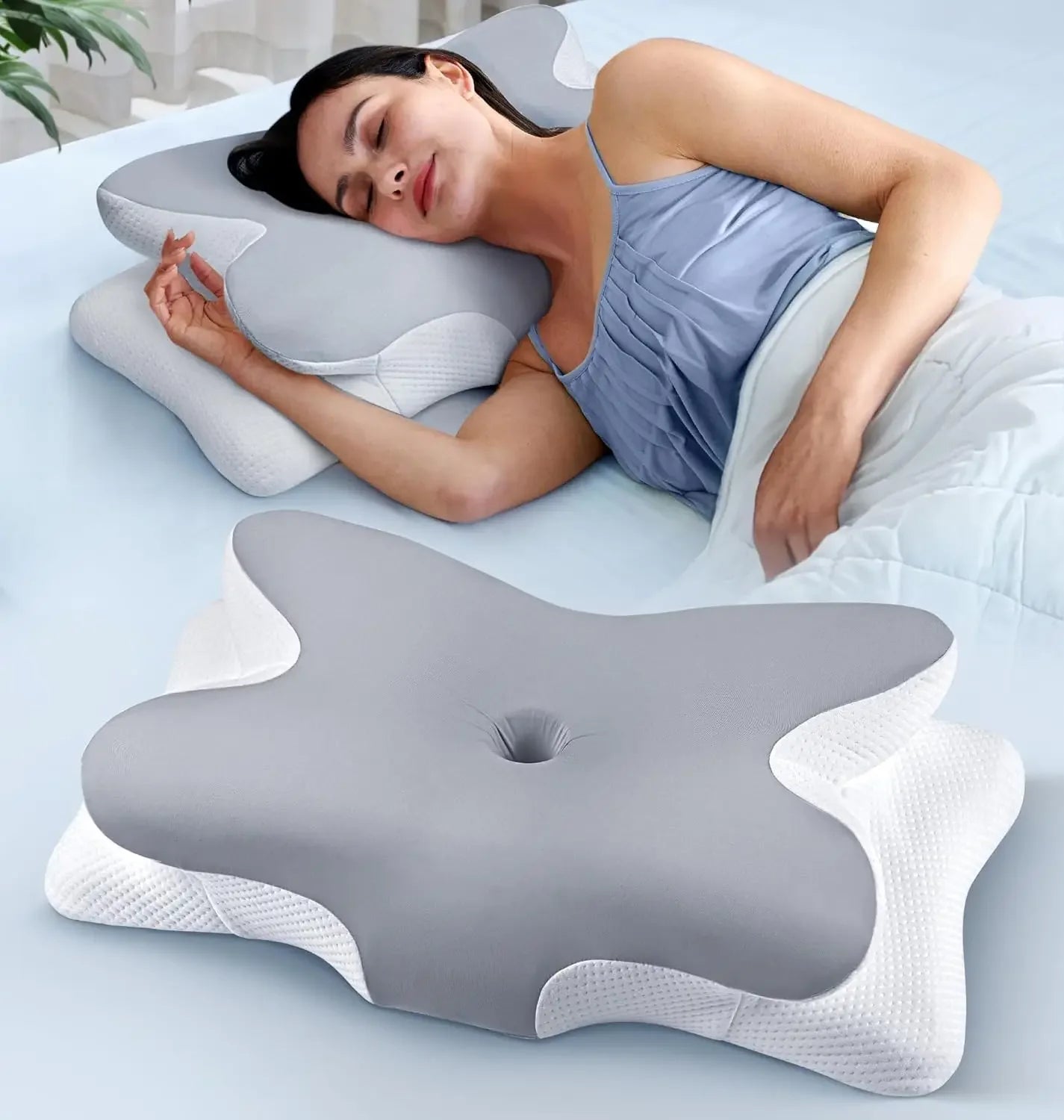 Ergonomic Cooling Memory Foam Pillow for Neck Pain Relief, Side Back Stomach Sleeper Support Peaceful Pleasures Health and Wellness United States