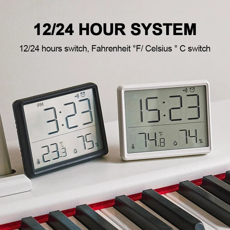 Ultra Thin Alarm Clock LCD Large Screen Digital Temperature Hygrometer Simple Alarm Clock Magnetic Design Desk Decoration Clocks Peaceful Pleasures Health and Wellness