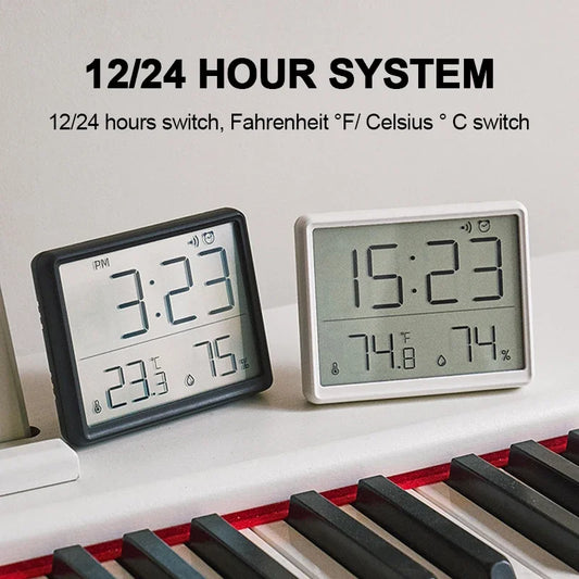 Ultra Thin Alarm Clock LCD Large Screen Digital Temperature Hygrometer Simple Alarm Clock Magnetic Design Desk Decoration Clocks Peaceful Pleasures Health and Wellness