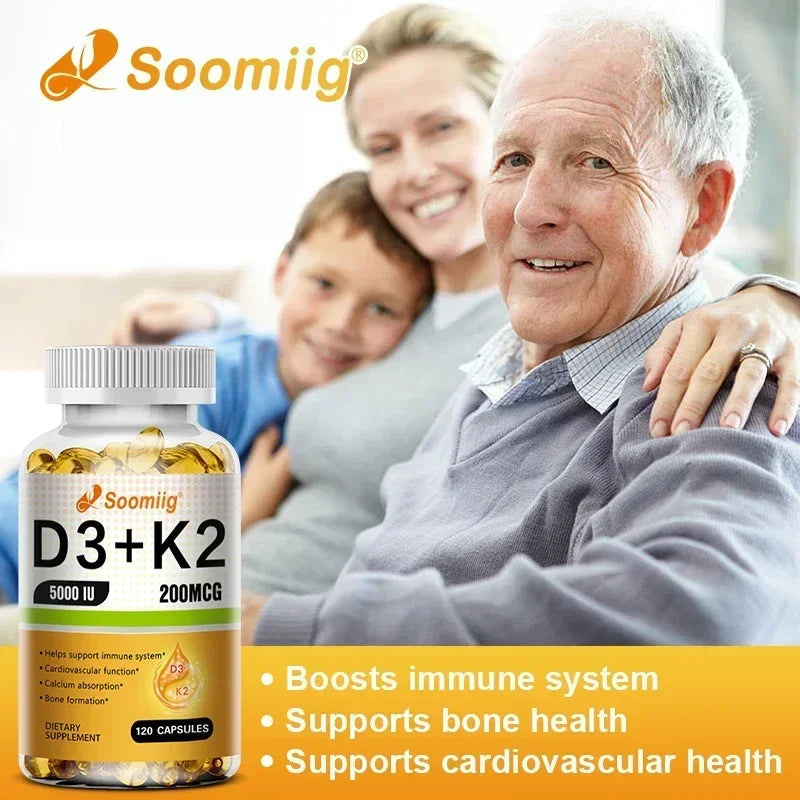 Vitamin D3 5000IU + K2 MK-7 200mcg Capsules | Bone & Immune