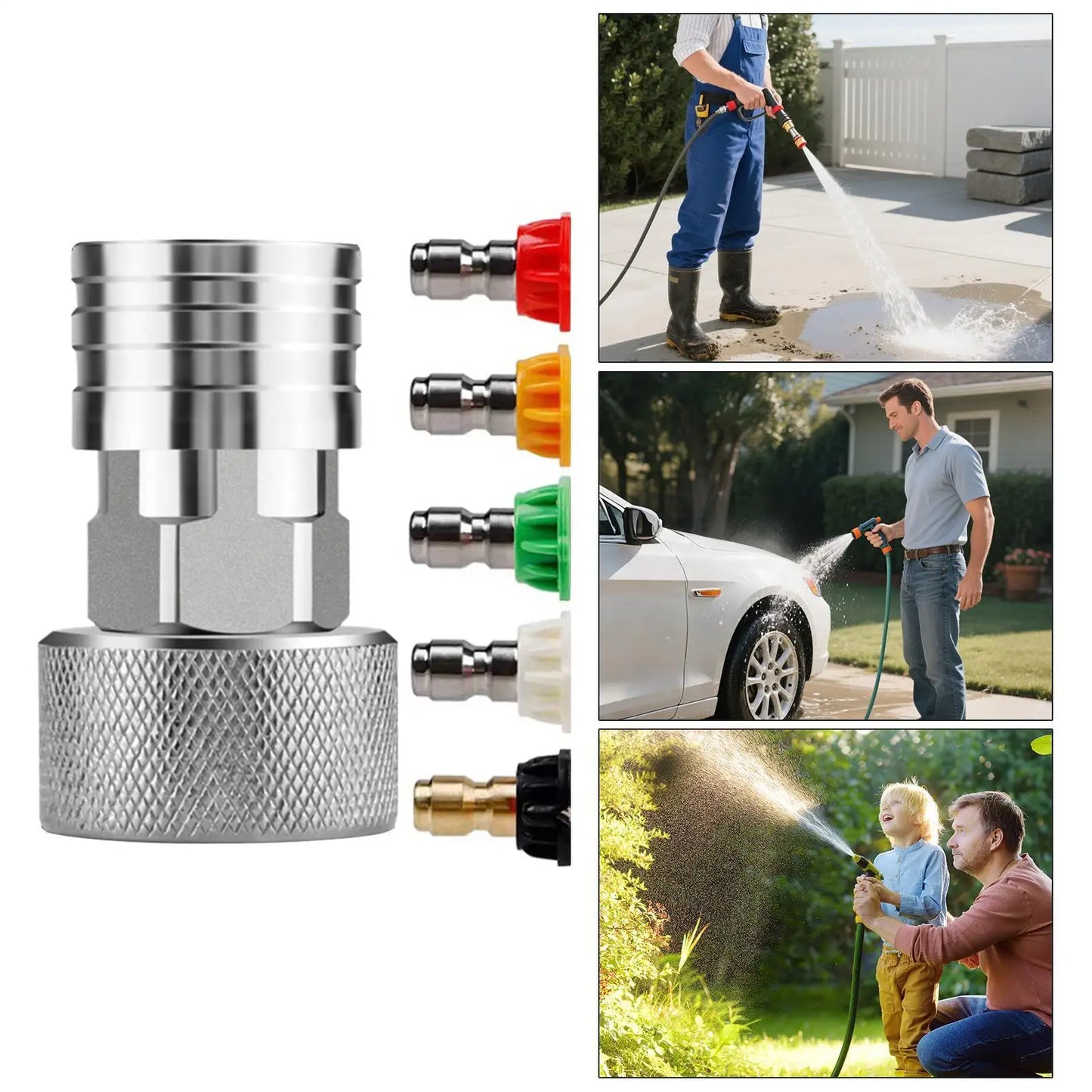 Garden Hose To Pressure Washer Fitting 3/4 GHT To 1/4-inch Attachment Pressure Washer Quick Convert Kit For Plant Watering Patio Peaceful Pleasures Health and Wellness