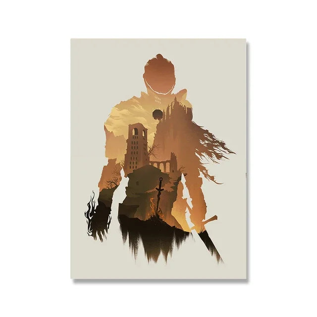 Game Art Canvas Poster – Witcher, Horizon Zero Dawn, Knight Wall Art Canvas Wall Art Peaceful Pleasures Health and Wellness 03 20x30cm Unframed