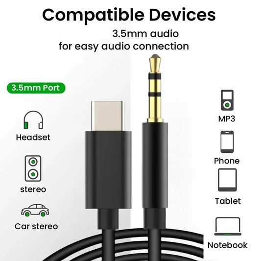 USB-C to 3.5mm AUX DAC Audio Cable Adapter | Car & Headphones USB-C Audio Adapter Peaceful Pleasures Health and Wellness