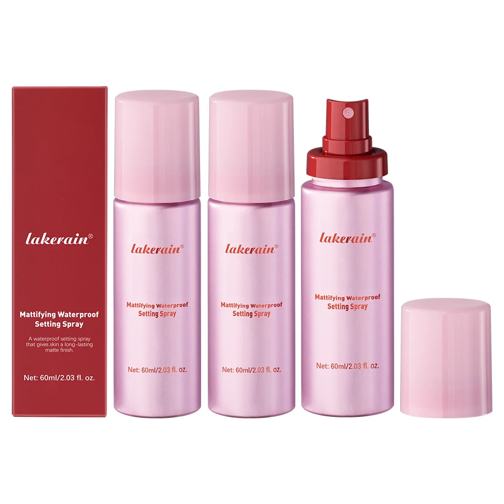 Mattifying Waterproof Setting Spray Glossy Matte Base Makeup Control Oil Non-Sticky Waterproof Make-up Fixer Spray for All Skin Peaceful Pleasures Health and Wellness 3 pcs