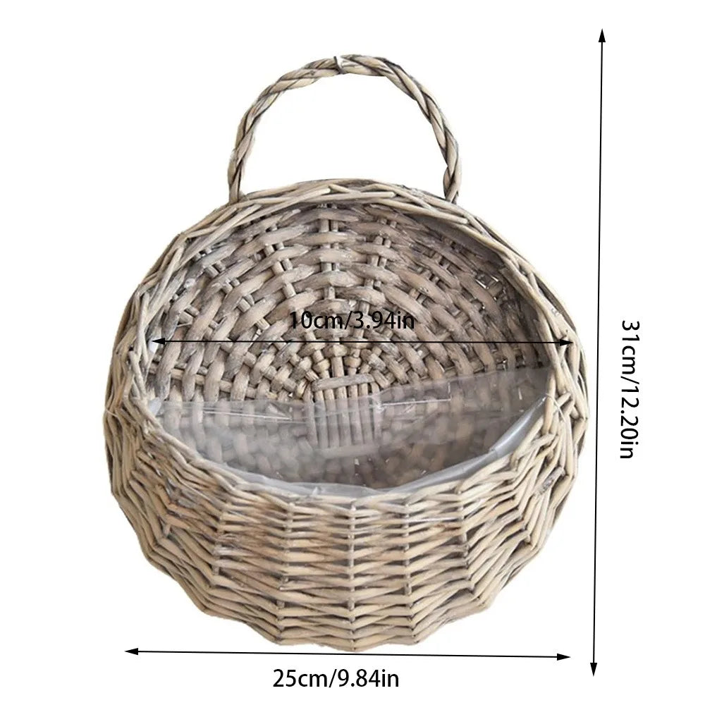 Handmade Wicker Hanging Flower Basket | Wall Planter S/M/L