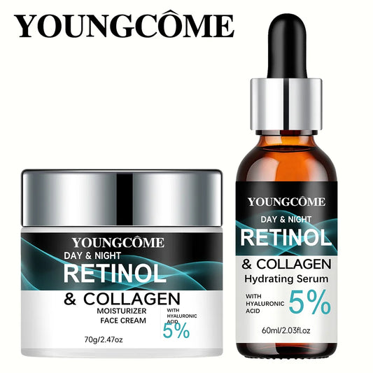YOUNGCOME Retinol Collagen Hyaluronic Acid Moisturizer & Essence Set - Daily Nourishing Facial Care Kit for Deep Hydration Peaceful Pleasures Health and Wellness