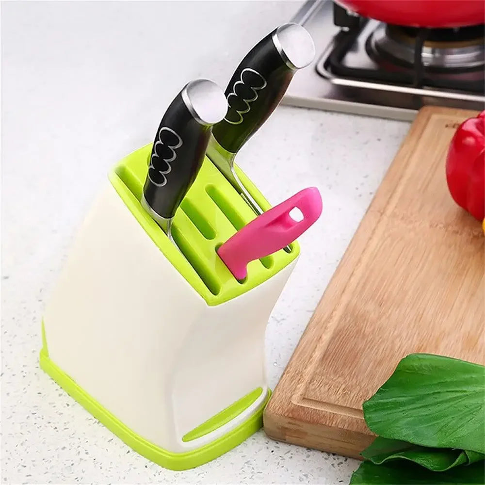 1pc MultiFunction Durable Kitchen Plastic Knife Stand Holder Storage Drainage Cutlery Rack Organizer Peaceful Pleasures Health and Wellness