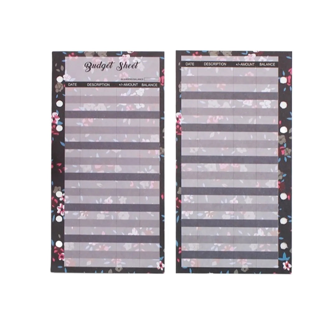 12Sheets A6 Loose Leaf Refill Budget Paper Flower Fruit Pattern Expense Tracker Refill Binder Paper Budget Binder Paper Refill Peaceful Pleasures Health and Wellness