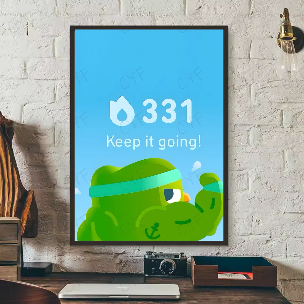 Duolingo Owl Duo 2 Poster HD art sticky wall waterproof home living room bedroom bar aesthetic decoration Peaceful Pleasures Health and Wellness z9 40X50cmNoframe
