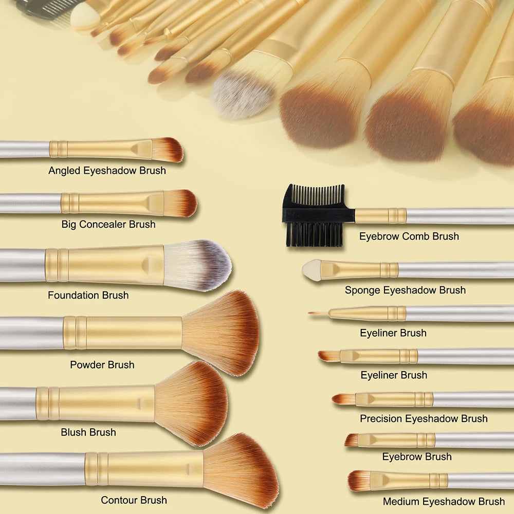 RUNTOIN 13-Piece Makeup Brush Set – Soft Fluffy Travel Kit