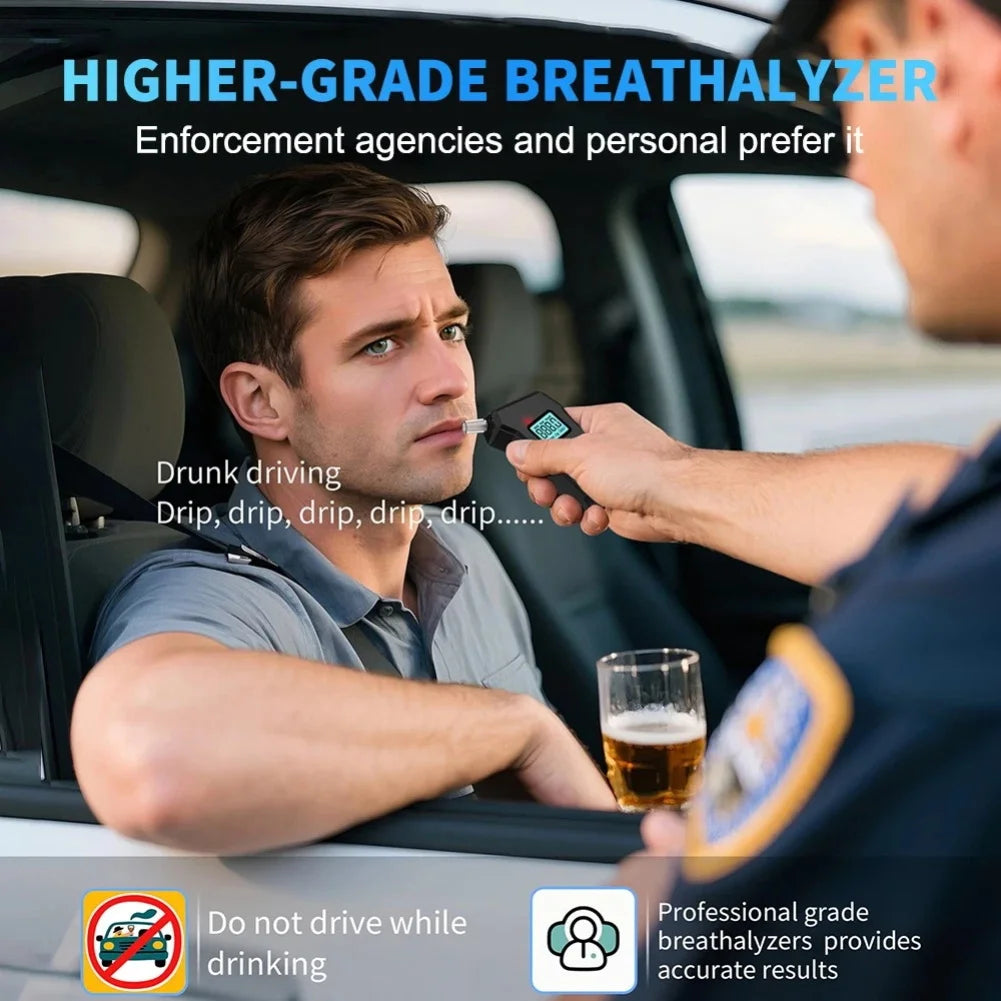 Breath Alcohols Tester,High-Accuracy Breathalyzers with LCD Display Portable Rechargeable Diagnostics Tool For Alcohols Testing Peaceful Pleasures Health and Wellness