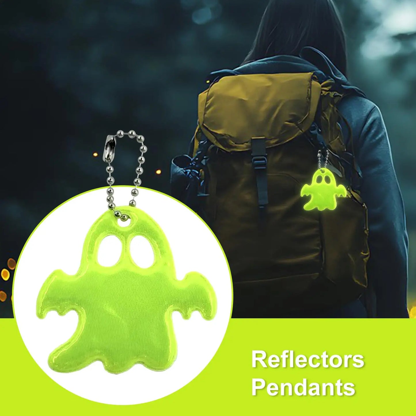 20-Pack Ghost Reflective Pendants | Backpack Safety Reflectors