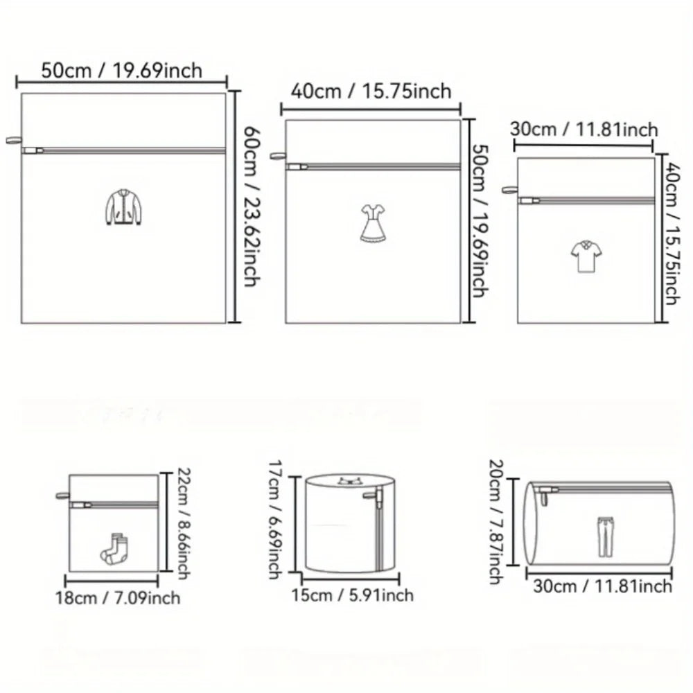 6-Piece Mesh Laundry Bags Set – Zippered & Breathable