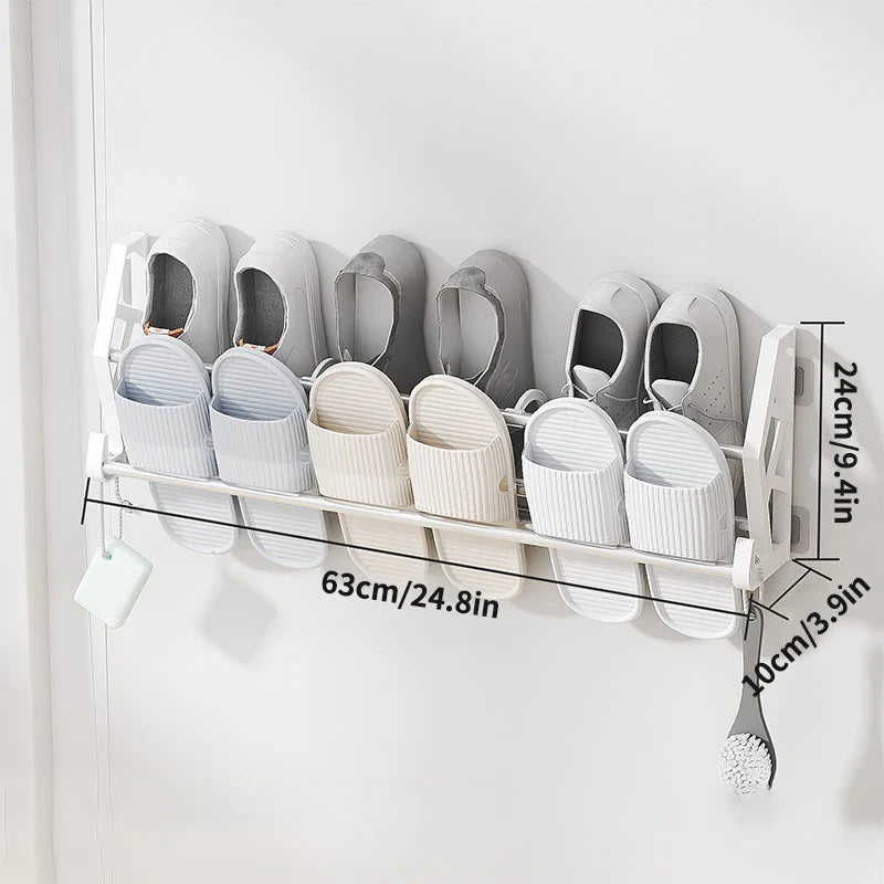 Wall-Mounted No-Drill Shoe Rack – Multi-Layer Slipper Organizer
