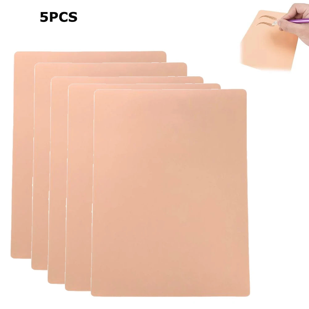 Double-Sided Silicone Tattoo Practice Skin – Blank Eyebrow Tattoo Fake Skin 1mm Peaceful Pleasures Health and Wellness pink skin color-5PCS