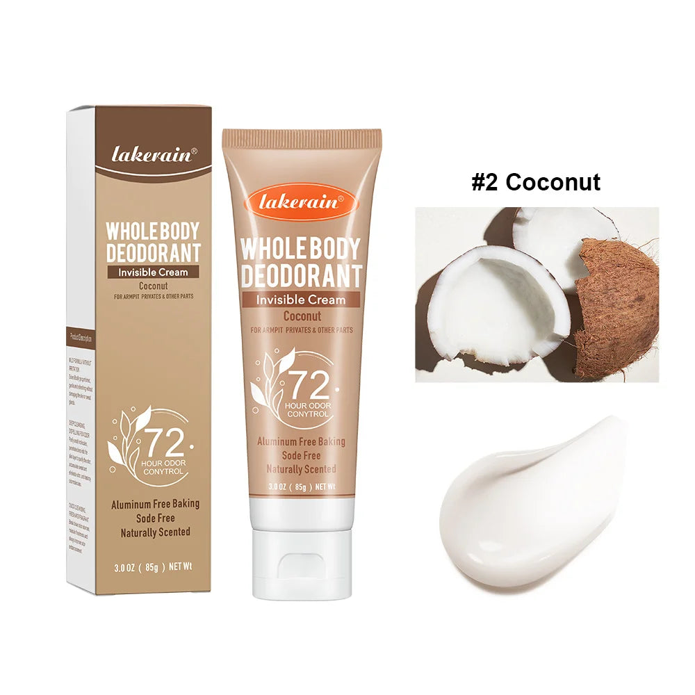 Whole Body Deodorant Deeply Improve Odor Refreshing Non-sticky Mild Formula Multiple Fragrances Creamy Texture Pre-Deodorant Peaceful Pleasures Health and Wellness orange Coconut