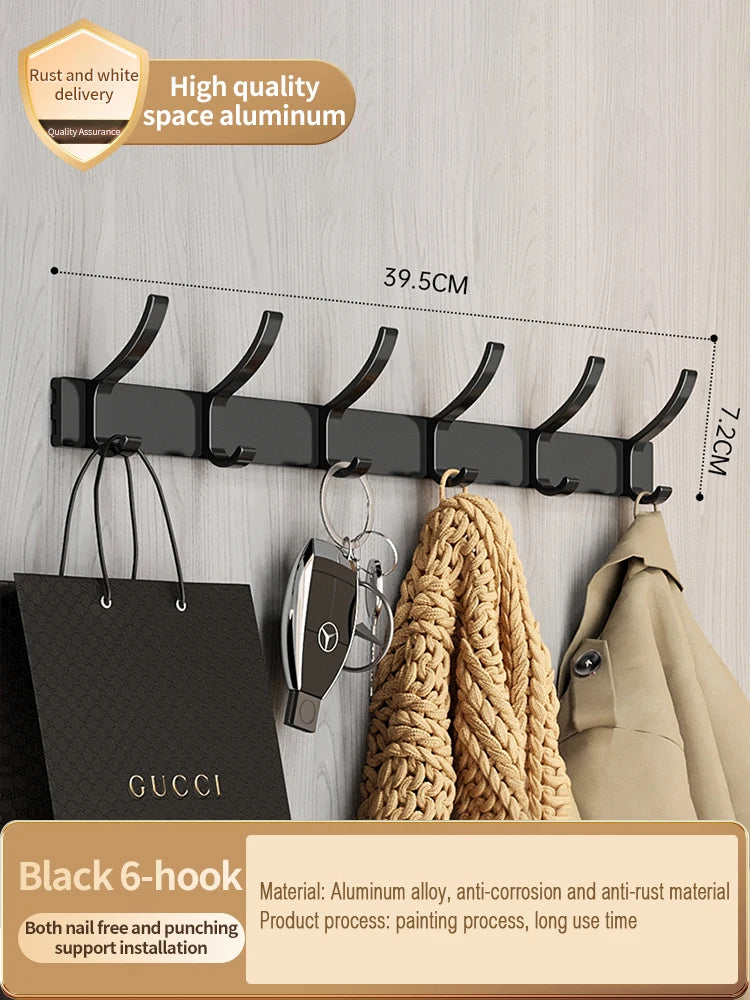 YUNJIEYA 6-Hook Aluminum Wall Hook | Robe & Door Hanger