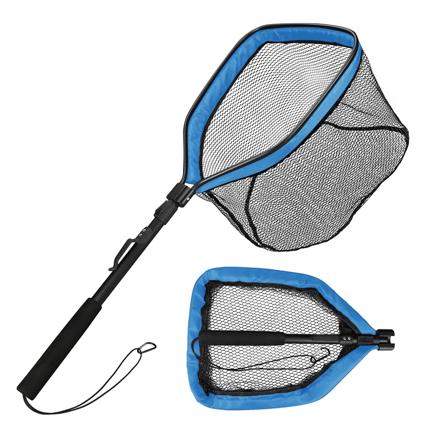 Fishing Net Fish Floating Landing Nets with Foldable Telescopic Pole Handle&Nylon Mesh for Saltwater Freshwater Catch&Release Peaceful Pleasures Health and Wellness 80cm Fishing Net 1