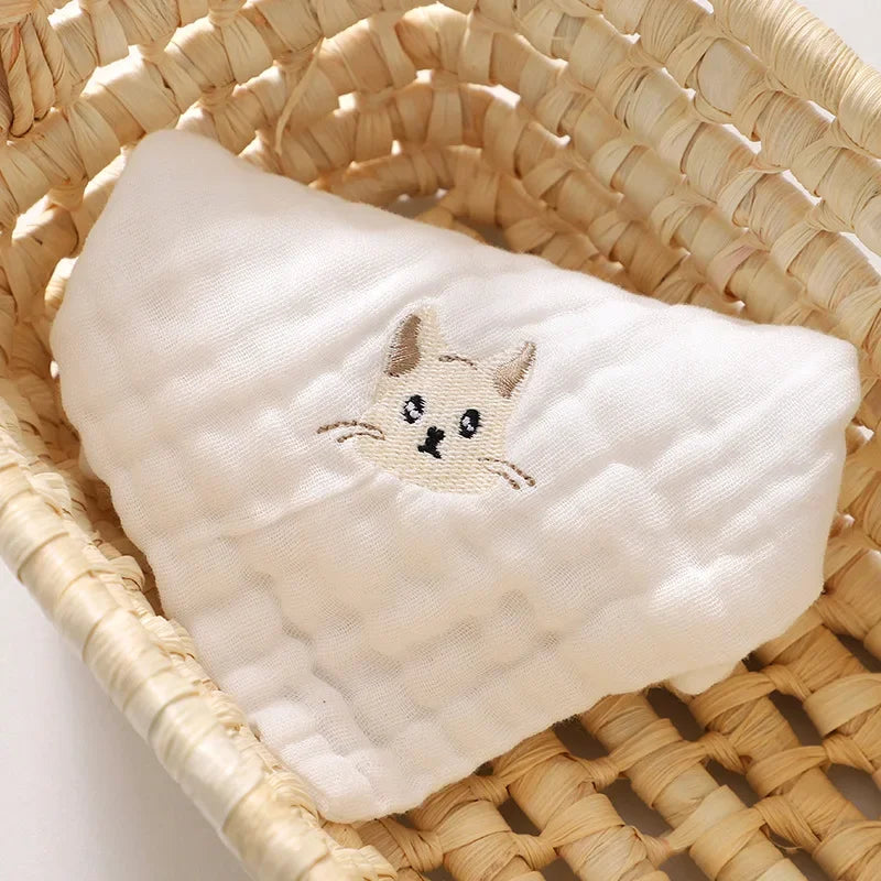 6-Layer Cotton Baby Burp Cloths | Soft Embroidery Washcloths