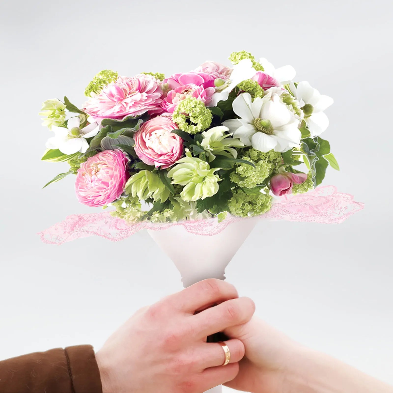 4Pcs Bridal Bouquet Holder Collar Lace Floral Support for Wedding Bouquets DIY Flower Arrangement Decor Handheld Holder Peaceful Pleasures Health and Wellness