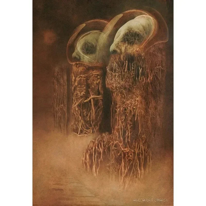 Zdzisław Beksiński Artwork Polish Surreal Dark Poster Prints Canvas Painting Gothic Wall Art for Living Room Home Decor Mural Peaceful Pleasures Health and Wellness 8 20x30cm Unframed