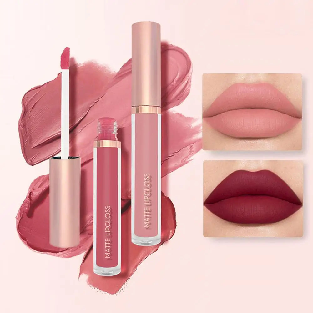 3-Piece Nude Velvet Matte Liquid Lipstick Set – Long-Lasting