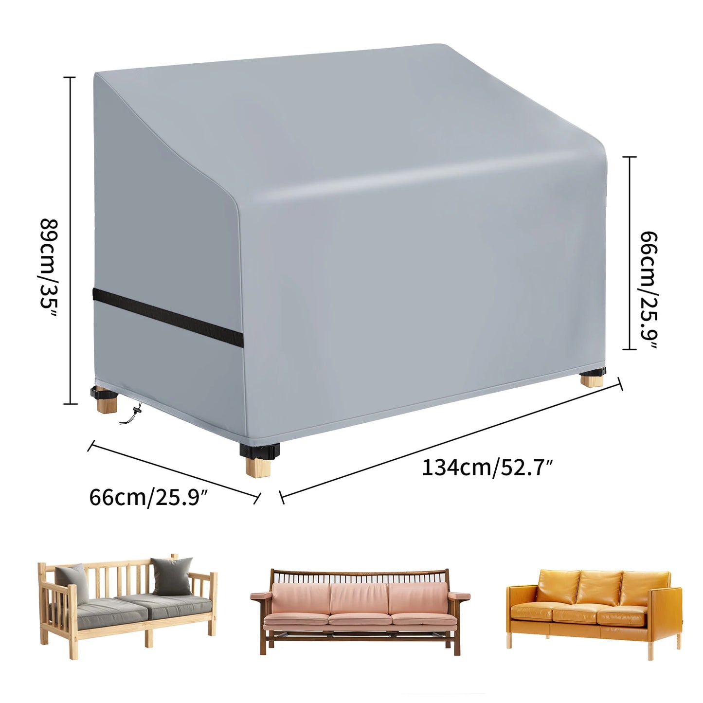 Stacked Chair Cover Waterproof Patio Bench Cover Outdoor Garden Furniture Protector Sofa Seat Rain Snow Dust Proof Covers Black Peaceful Pleasures Health and Wellness 134x66x66x89cm