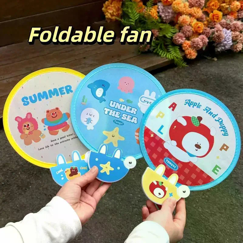 Cute Cartoon Foldable Handheld Fan – Mini Portable Pocket Fan
