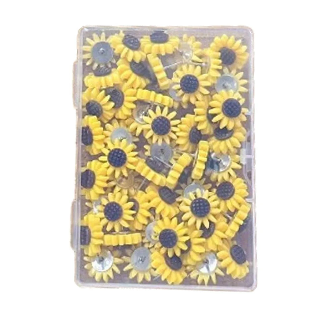 10/20/30/40/50Pcs Creative Sunflower Pushpins DIY Photo Wall Decor Colored Flower Push Pins Reusable Cute Board Push Pin Peaceful Pleasures Health and Wellness 50Pcs