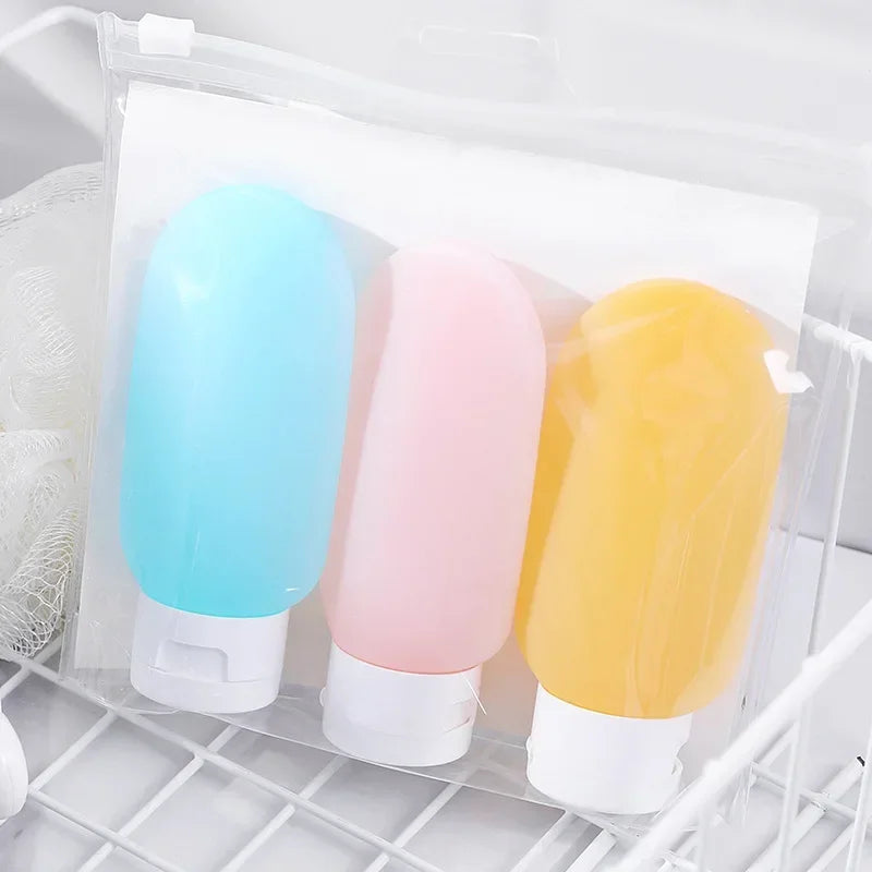 4sets Portable Refillable Bottle Kit, 3pcs set for Travel Essence, Shampoo, Shower Gel Bottles Container, Can carry on the Plane Peaceful Pleasures Health and Wellness