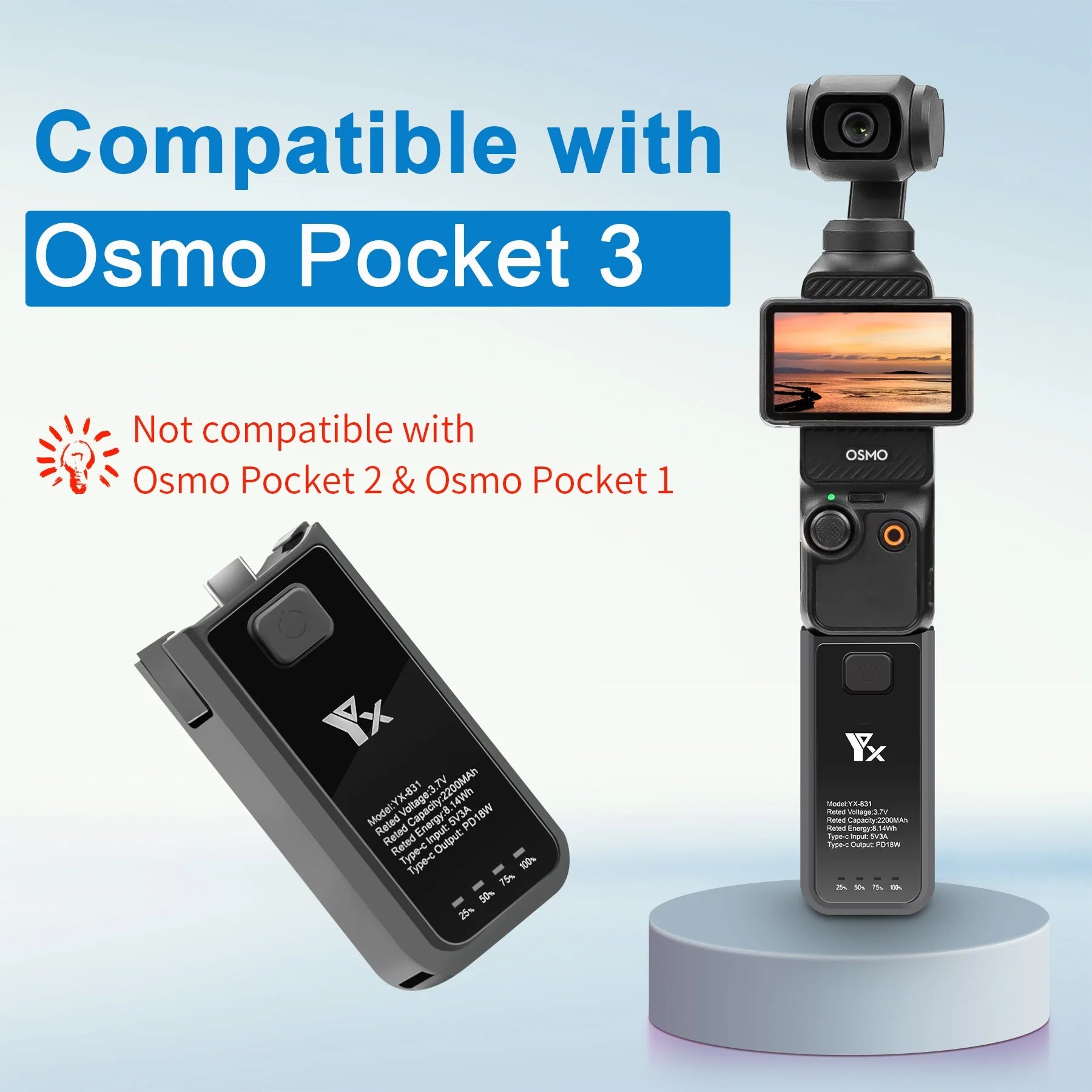 Handle For DJI Osmo Pocket 3 Camera Charger Increased Length Grip Accessory Compact And Lightweight For Easy Portability Peaceful Pleasures Health and Wellness
