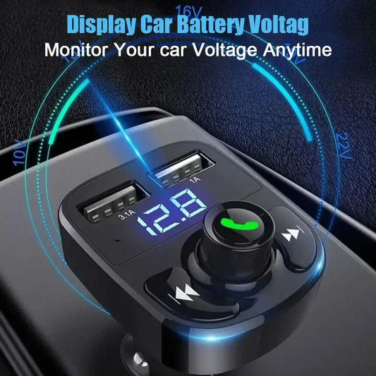 FM Transmitter Car Charger Wireless Bluetooth Hands-Free Calling Radio Receiver Mp3 Music Stereo Adapter Dual USB Port Charger Peaceful Pleasures Health and Wellness