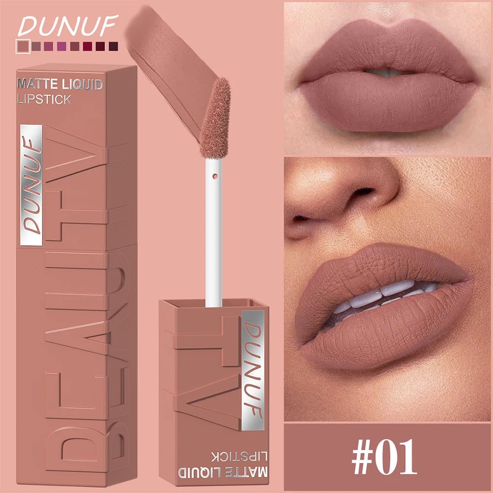 DUNUF Matte Velvet Liquid Lipstick – Long-Lasting Purple Lip Gloss
