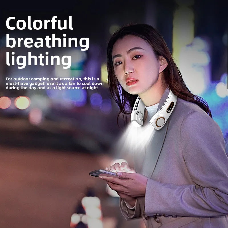 Neck Fan Rechargeable Personal Skincare Portable Fan Battery Operated Hands Free Wearable USB Neck Cooling Fan forIndoor Outdoor Peaceful Pleasures Health and Wellness