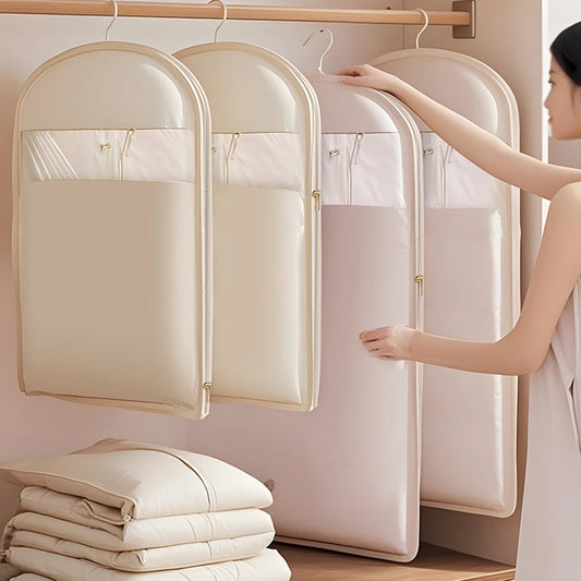 Hanging Garment Bag Self-Compression Zipper | Space Saving Coat Garment Storage Bag Peaceful Pleasures Health and Wellness