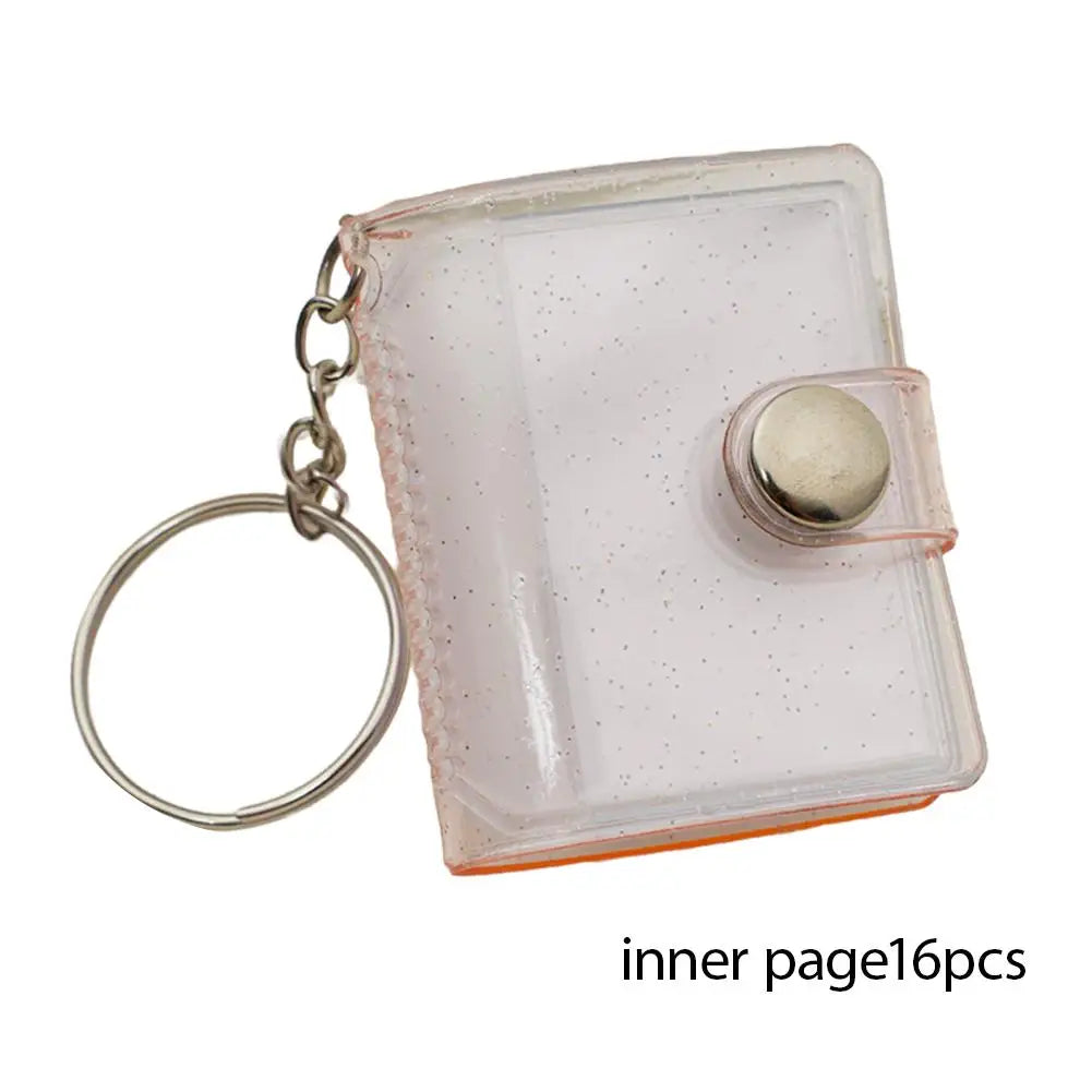 Mini Keychain Photo Album – 16-Page PVC Pocket Card Holder Keychain Photo Album Peaceful Pleasures Health and Wellness Pink