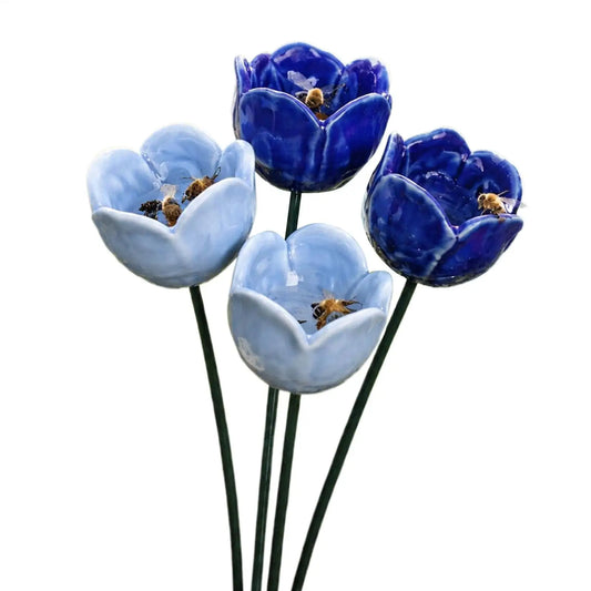 4-Pack Ceramic Flower Bee Watering Station & Butterfly Bath Bee Watering Station Oasis Select
