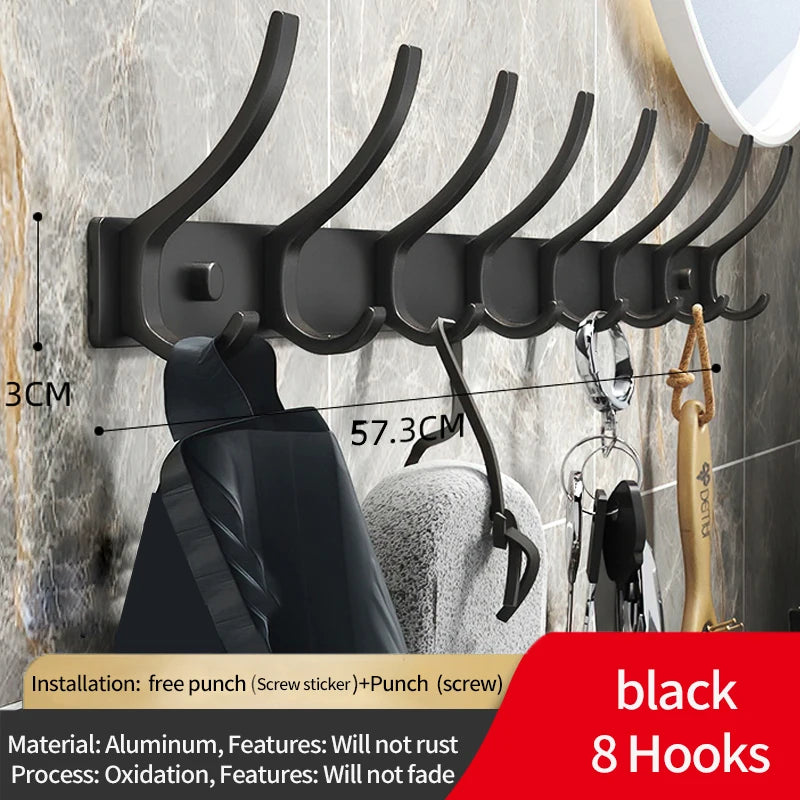 Folding Aluminum Robe & Towel Wall Hooks | 6-Pack Black White