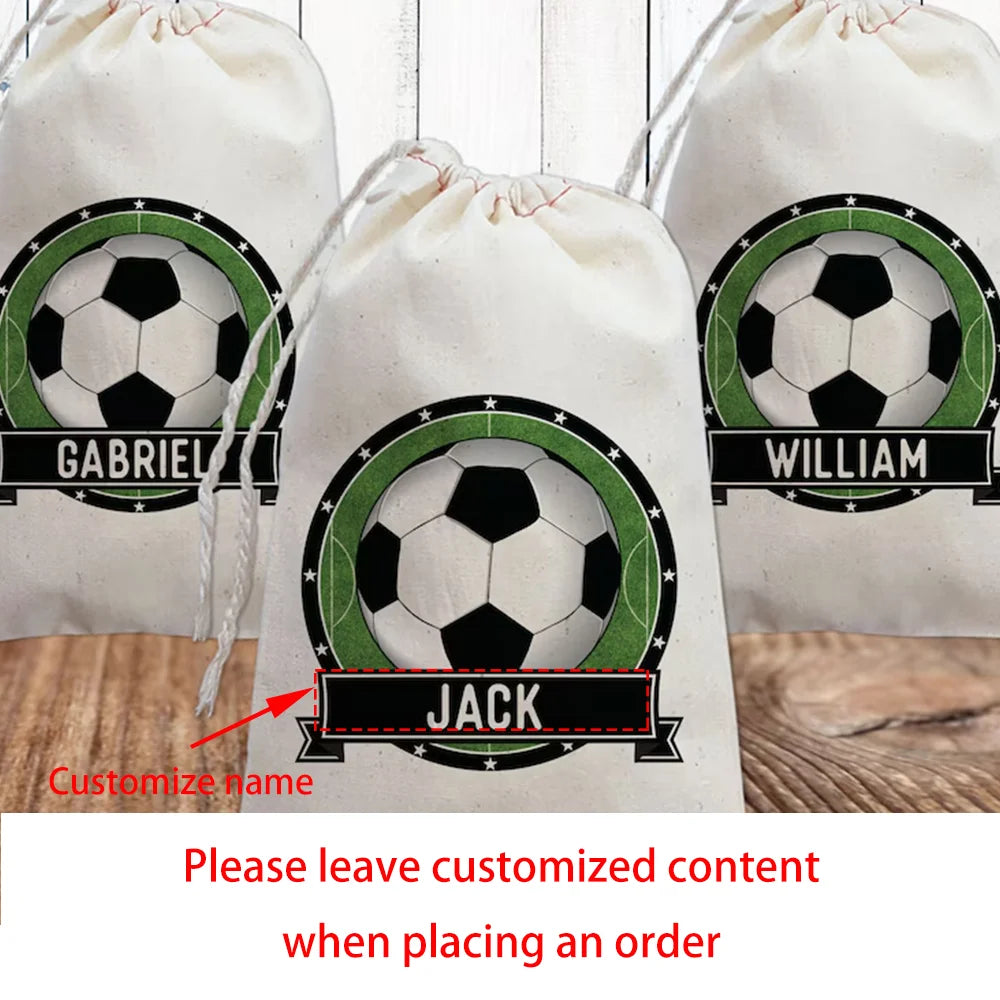 Personalized Soccer Party Favor Canvas Bags | Birthday & Shower