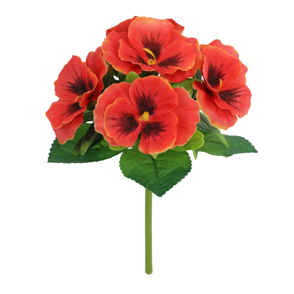 5 Heads Artificial Silk Pansy Orchid Flowers Bouquet Wedding Home