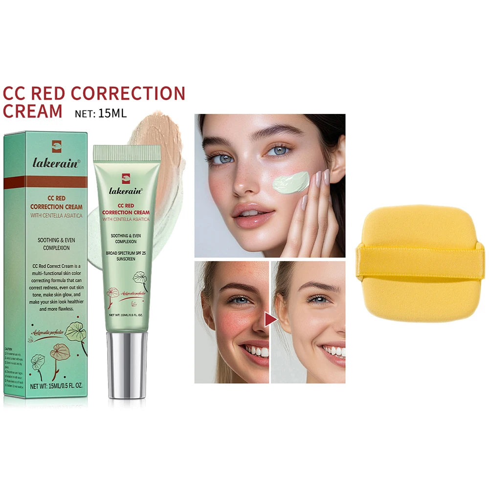 CC Cream Color Changing Liquid Foundation Centella Korean High Coverage Foundation Foundation Cream for Face Base Makeup Peaceful Pleasures Health and Wellness 1pc free puff 2