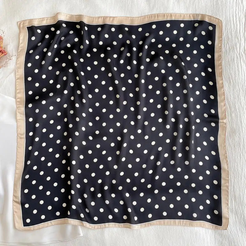 Square Scarf Women Polka Dot Square Scarf Silk Like Lightweight Fashion Shawl Wrap Hijab Bandana Hair Accessory Gift Peaceful Pleasures Health and Wellness